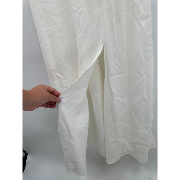 St John White Maxi Sleeveless Dress Cutout Slit Wedding Acetate Viscose Size 0 - Picture 8 of 16